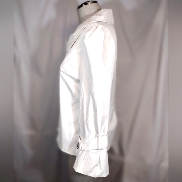 Willi Smith crop Rainproof off-white button jacket, bell sleeves-3/4,  women S - Picture 4 of 9